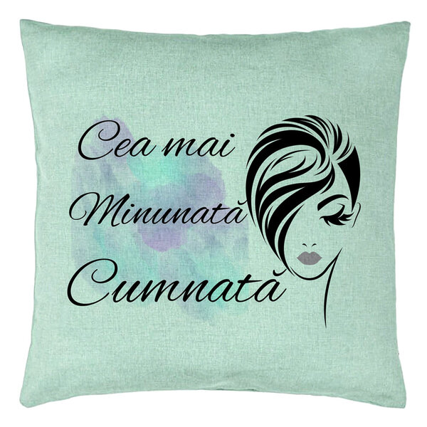 Perna Decorativa pentru Cumnata 2, 40x40 cm, Verde Menta, Husa Detasabila, Burduf 5 Perna Decorativa pentru Cumnata 2