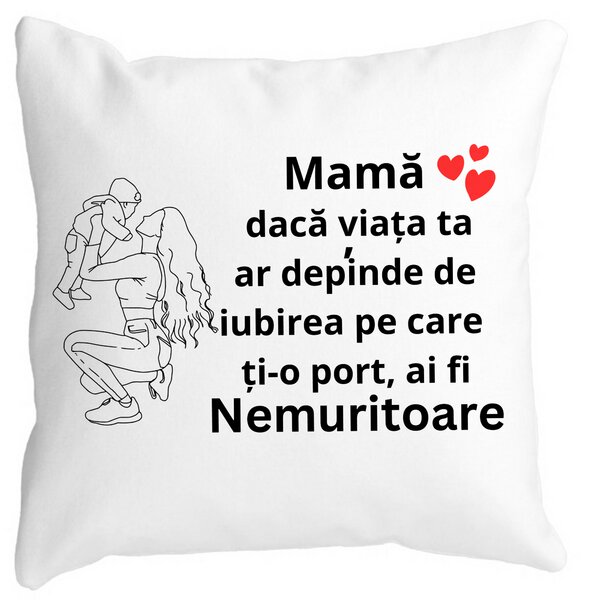 Perna Decorativa pentru Mama 10,40x40 cm, Alba, Mata, Husa Detasabila, Burduf 15 Perna Decorativa pentru Mama 10