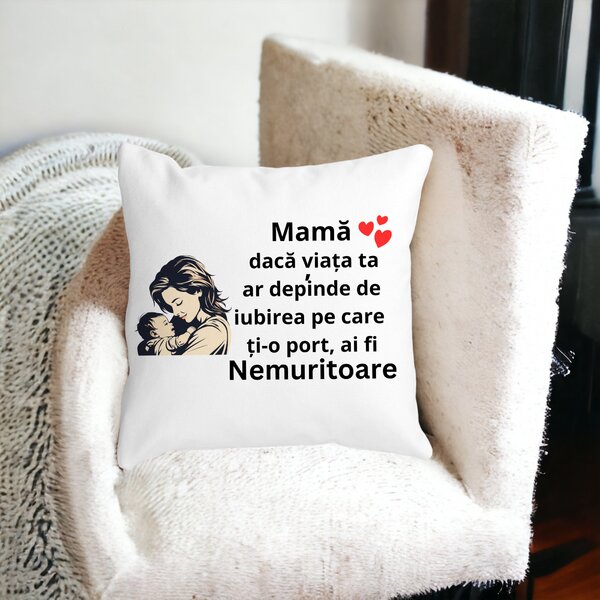 Perna Decorativa pentru Mama 11,40x40 cm, Alba, Mata, Husa Detasabila, Burduf 13 Alba
