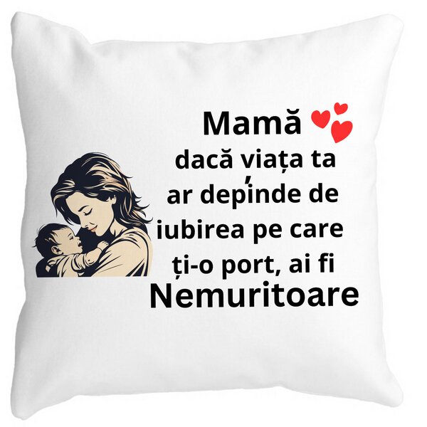 Perna Decorativa pentru Mama 11,40x40 cm, Alba, Mata, Husa Detasabila, Burduf 11 Perna Decorativa pentru Mama 11