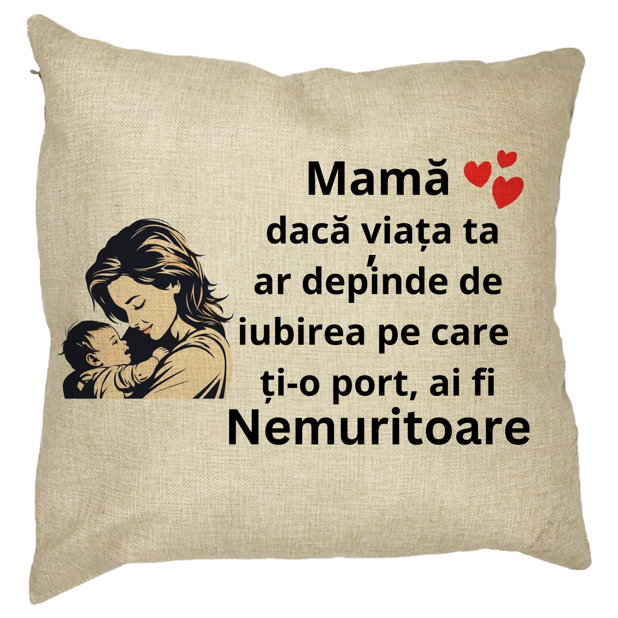 Perna Decorativa pentru Mama 11,40x40 cm, Husa Detasabila, Burduf 11 Perna Decorativa pentru Mama 11