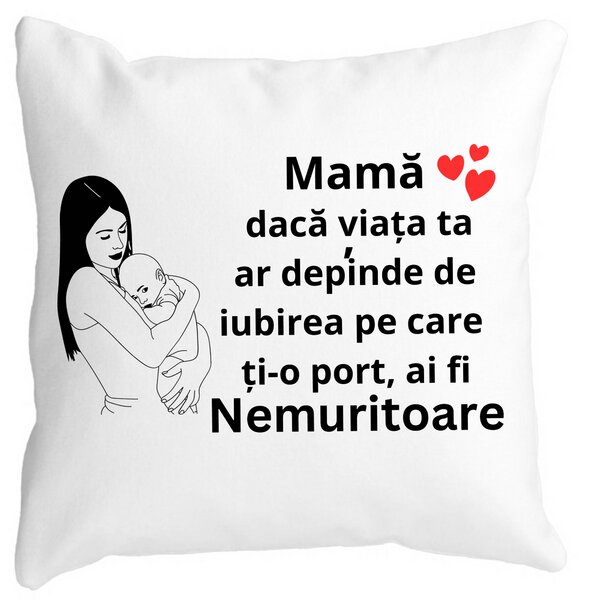 Perna Decorativa pentru Mama 12,40x40 cm, Alba, Mata, Husa Detasabila, Burduf 13 Perna Decorativa pentru Mama 12