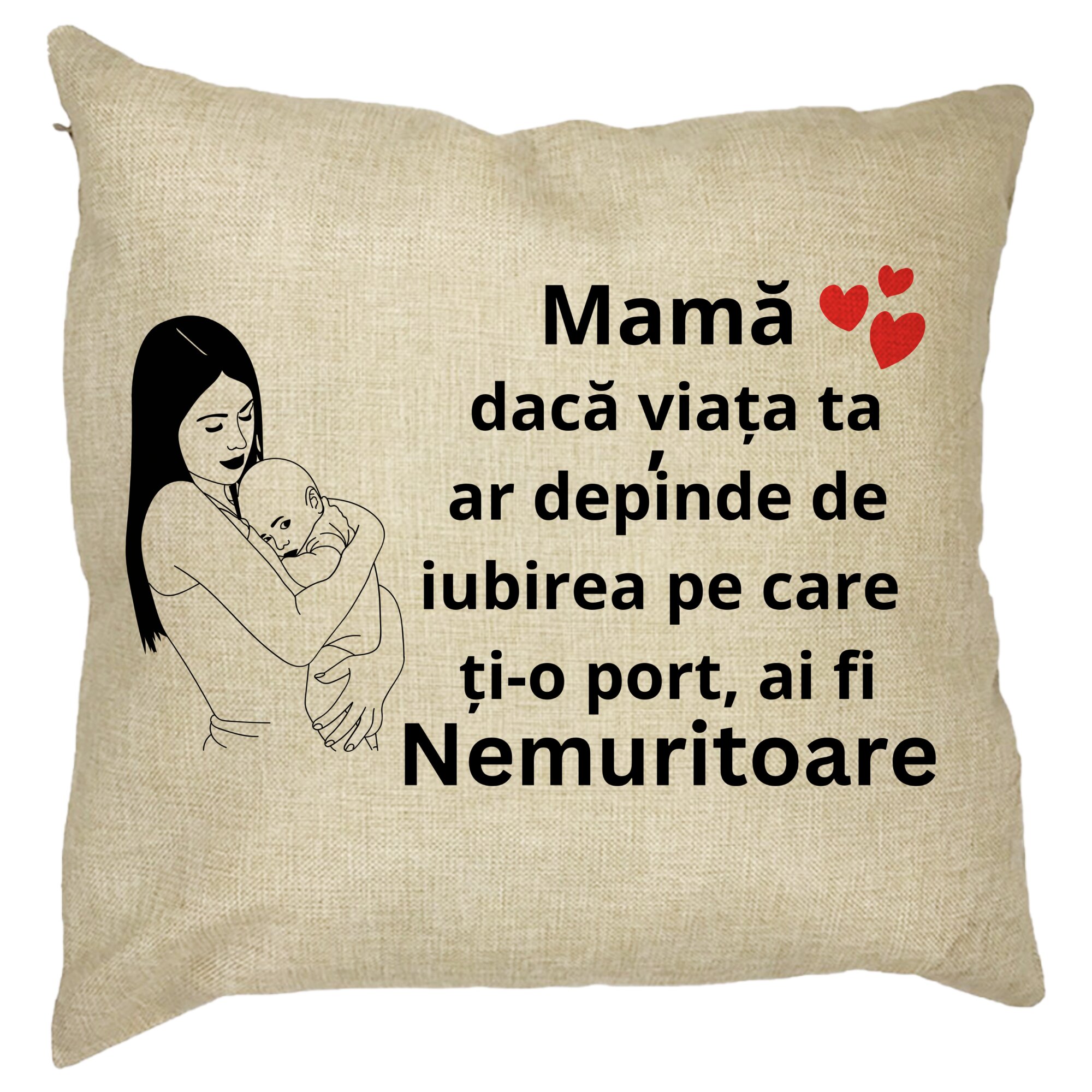 Perna Decorativa pentru Mama 12,40x40 cm, Husa Detasabila, Burduf 11 Perna Decorativa pentru Mama 12