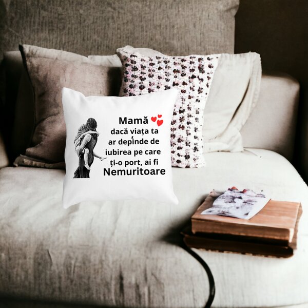 Perna Decorativa pentru Mama 2,40x40 cm, Alba, Mata, Husa Detasabila, Burduf 17 Husa Detasabila