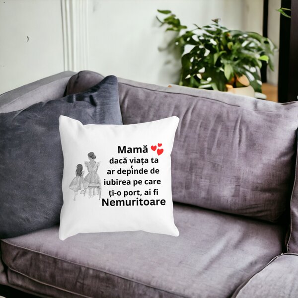 Perna Decorativa pentru Mama 3,40x40 cm, Alba, Mata, Husa Detasabila, Burduf 16 Mata