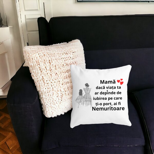 Perna Decorativa pentru Mama 3,40x40 cm, Alba, Mata, Husa Detasabila, Burduf 17 Husa Detasabila