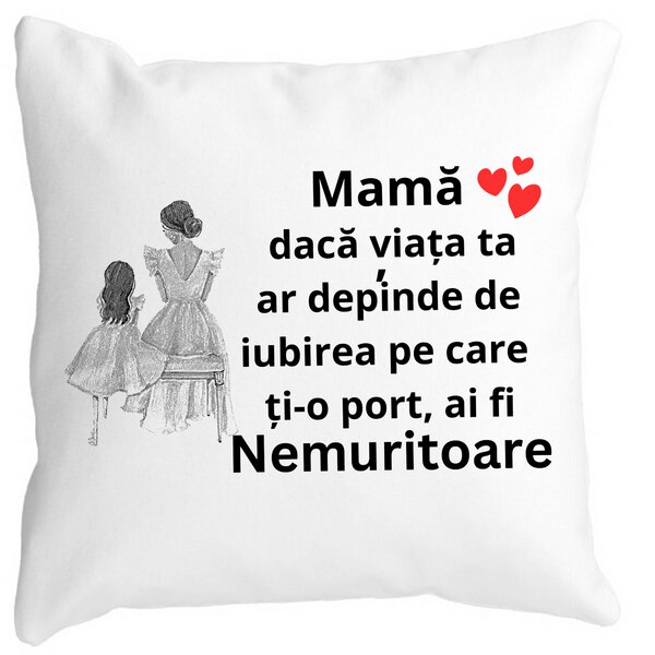 Perna Decorativa pentru Mama 3,40x40 cm, Alba, Mata, Husa Detasabila, Burduf 13 Perna Decorativa pentru Mama 3