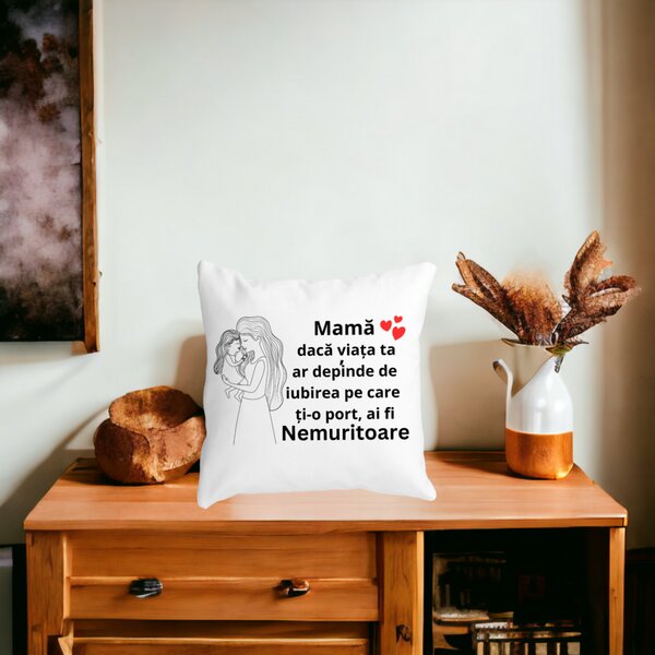 Perna Decorativa pentru Mama 4,40x40 cm, Alba, Mata, Husa Detasabila, Burduf 17 Husa Detasabila