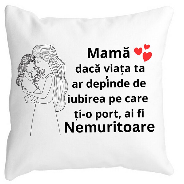 Perna Decorativa pentru Mama 4,40x40 cm, Alba, Mata, Husa Detasabila, Burduf 13 Perna Decorativa pentru Mama 4