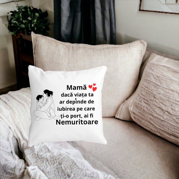 Perna Decorativa pentru Mama 5,40x40 cm, Alba, Mata, Husa Detasabila, Burduf 17 Husa Detasabila