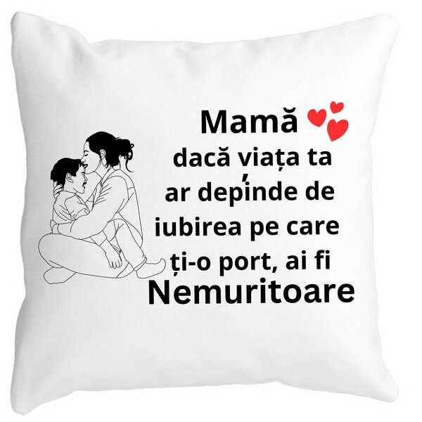 Perna Decorativa pentru Mama 5,40x40 cm, Alba, Mata, Husa Detasabila, Burduf 13 Perna Decorativa pentru Mama 5