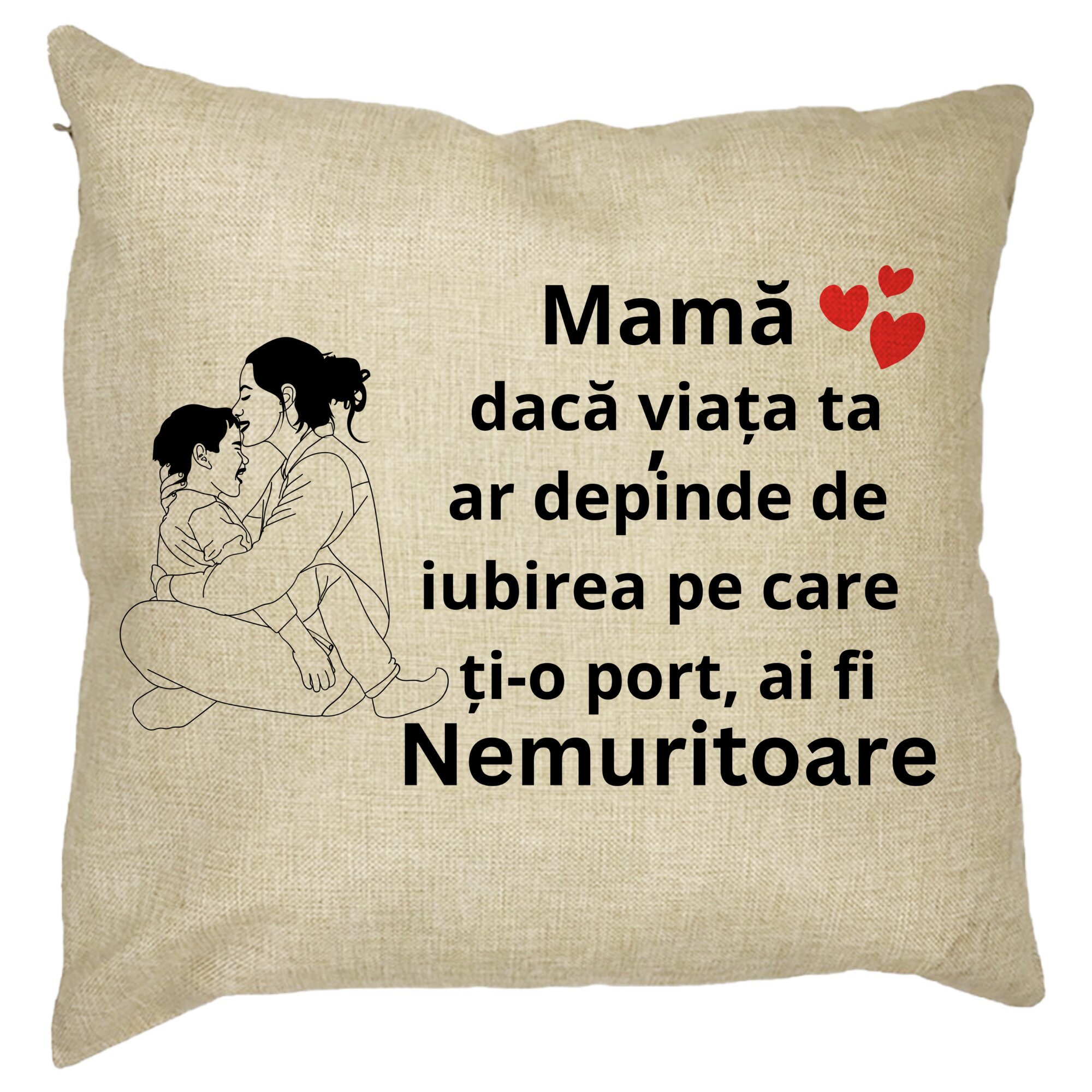 Perna Decorativa pentru Mama 5,40x40 cm, Husa Detasabila, Burduf 11 Perna Decorativa pentru Mama 5