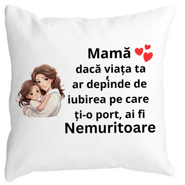 Perna Decorativa pentru Mama 6,40x40 cm, Alba, Mata, Husa Detasabila, Burduf 13 Perna Decorativa pentru Mama 6
