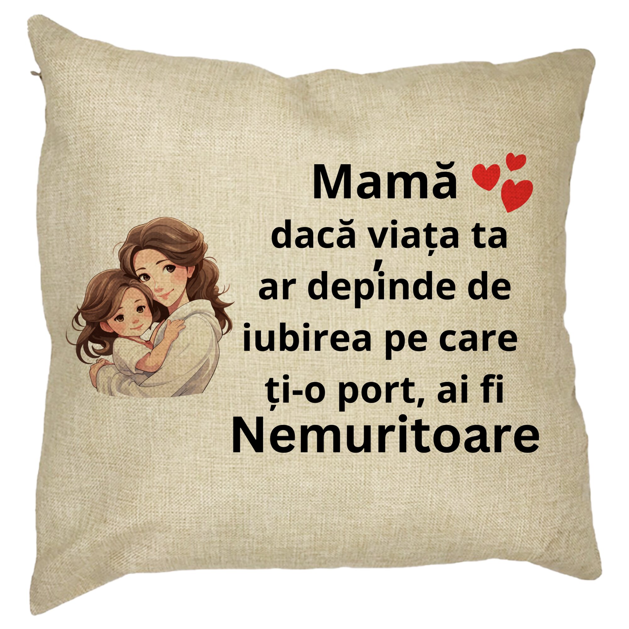 Perna Decorativa pentru Mama 6,40x40 cm, Husa Detasabila, Burduf 11 Perna Decorativa pentru Mama 6