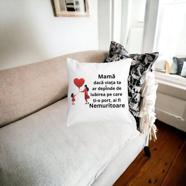 Perna Decorativa pentru Mama 7,40x40 cm, Alba, Mata, Husa Detasabila, Burduf 17 Husa Detasabila