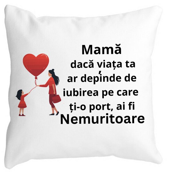 Perna Decorativa pentru Mama 7,40x40 cm, Alba, Mata, Husa Detasabila, Burduf 13 Perna Decorativa pentru Mama 7