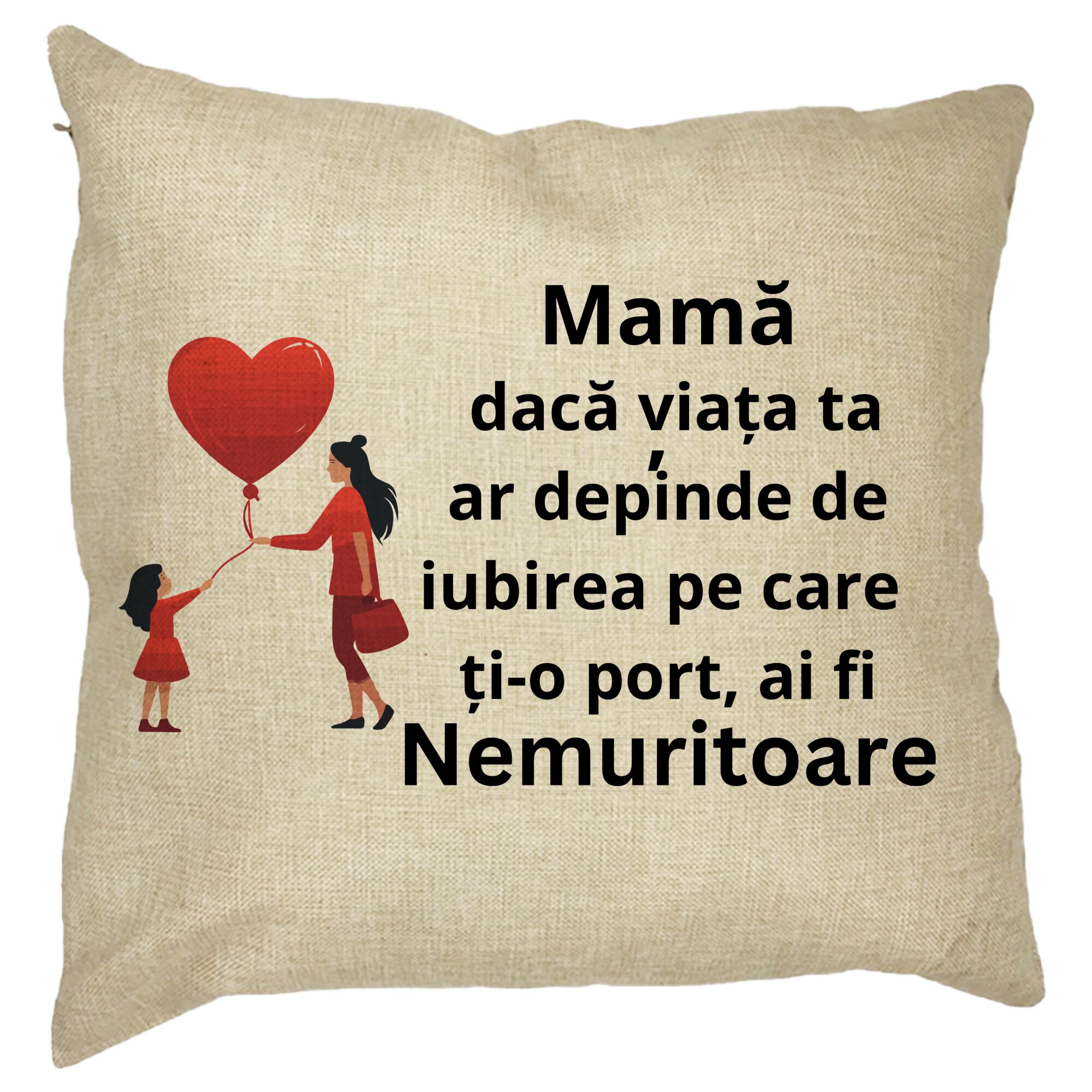 Perna Decorativa pentru Mama 7,40x40 cm, Husa Detasabila, Burduf 11 Perna Decorativa pentru Mama 7