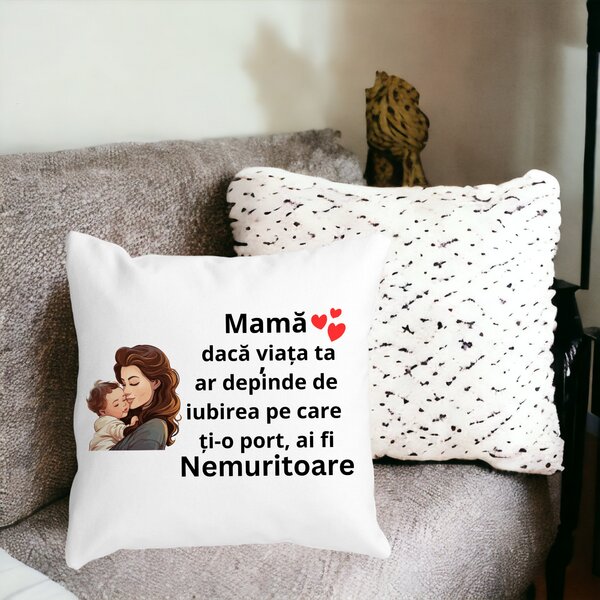 Perna Decorativa pentru Mama 8,40x40 cm, Alba, Mata, Husa Detasabila, Burduf 13 Alba