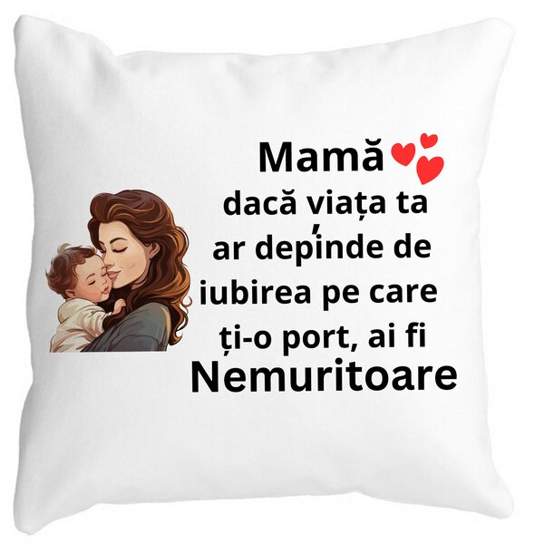 Perna Decorativa pentru Mama 8,40x40 cm, Alba, Mata, Husa Detasabila, Burduf 11 Perna Decorativa pentru Mama 8