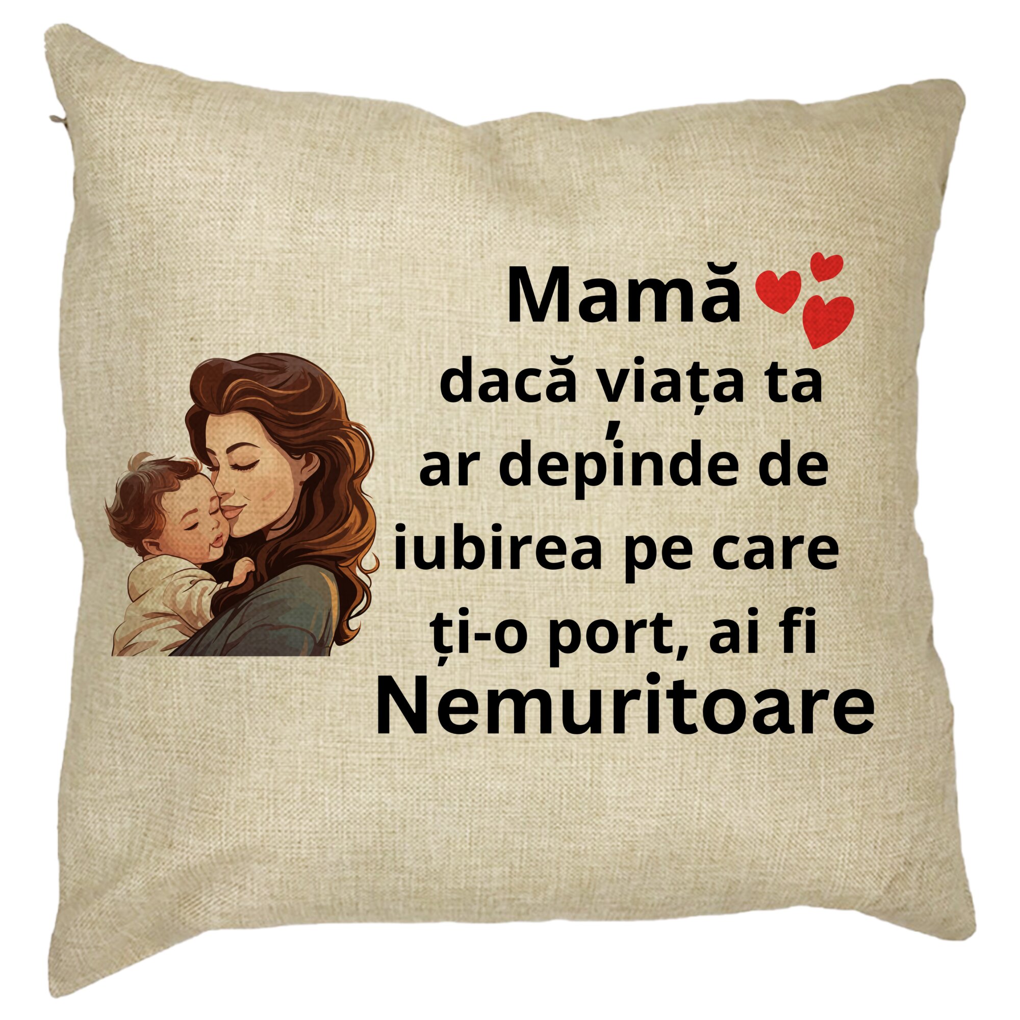 Perna Decorativa pentru Mama 8,40x40 cm, Husa Detasabila, Burduf 11 Perna Decorativa pentru Mama 8