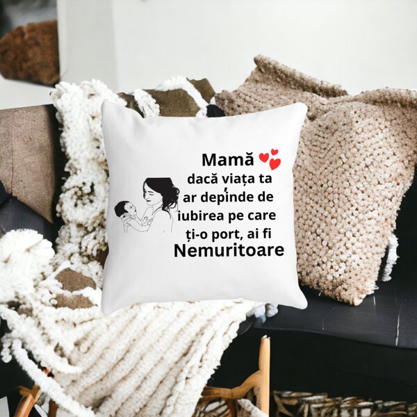 Perna Decorativa pentru Mama 9,40x40 cm, Alba, Mata, Husa Detasabila, Burduf 15 Husa Detasabila