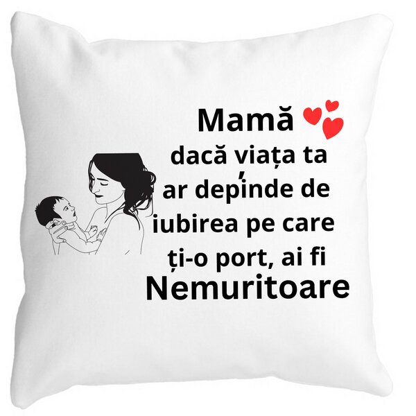 Perna Decorativa pentru Mama 9,40x40 cm, Alba, Mata, Husa Detasabila, Burduf 11 Perna Decorativa pentru Mama 9