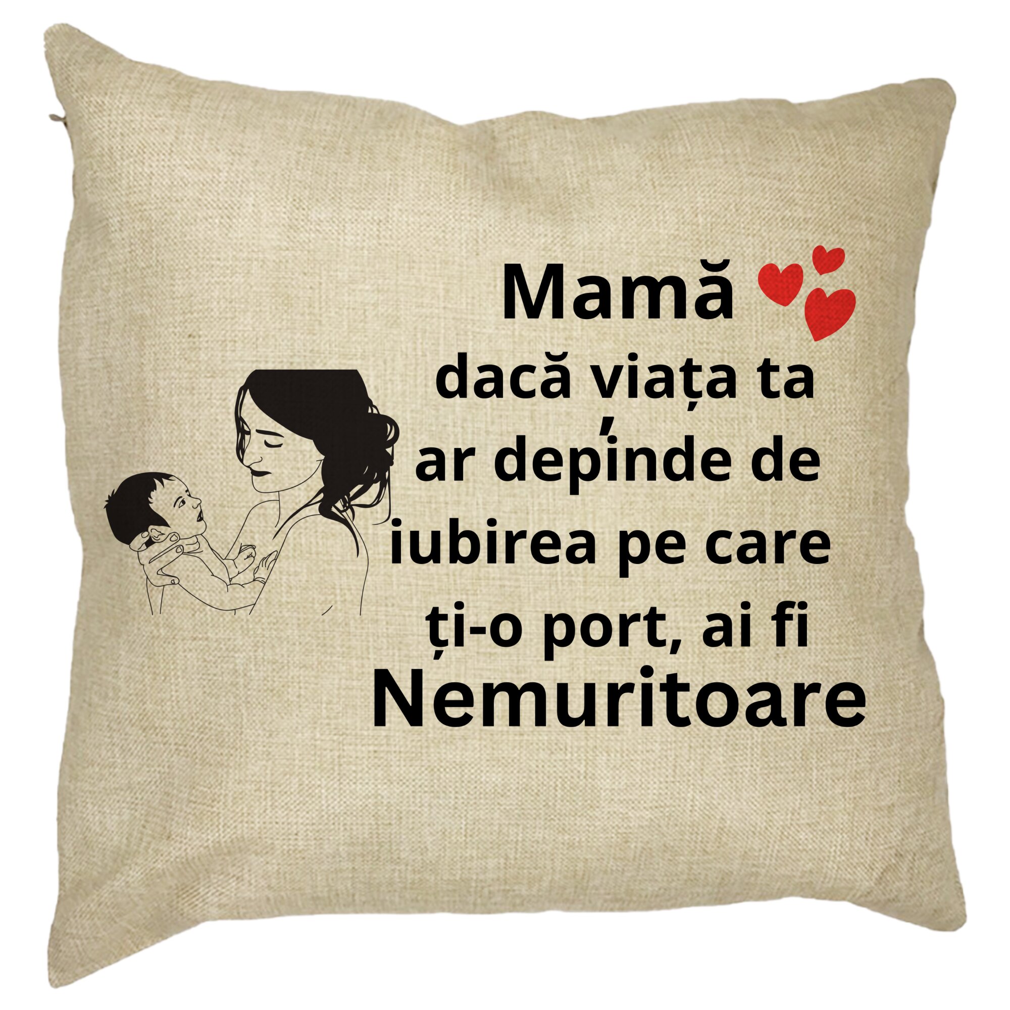 Perna Decorativa pentru Mama 9,40x40 cm, Husa Detasabila, Burduf 11 Perna Decorativa pentru Mama 9