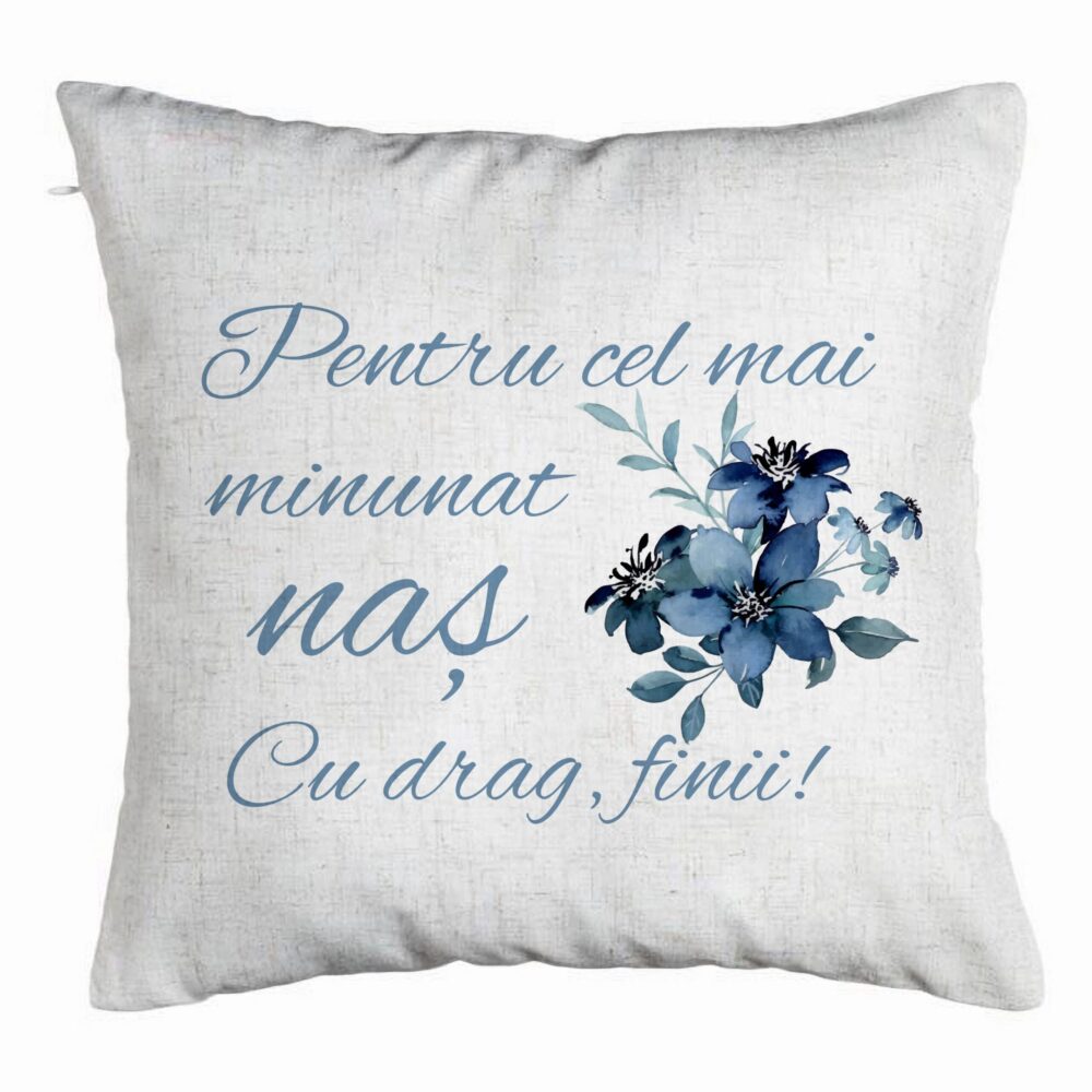 Perna Decorativa pentru Nas 1, 40x40 cm, Alb Murdar, Husa Detasabila, Burduf 5 Perna Decorativa pentru Nas 1