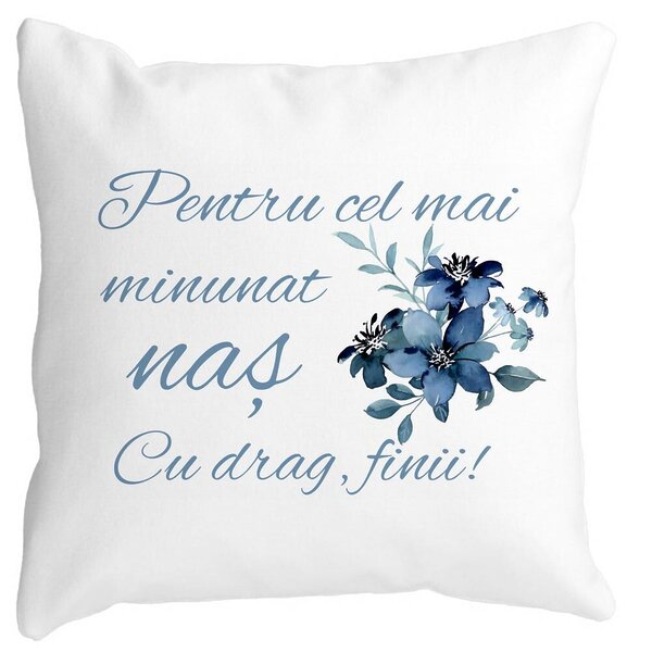 Perna Decorativa pentru Nas 1, 40x40 cm, Alba, Mata, Husa Detasabila, Burduf 3 Perna Decorativa pentru Nas 1