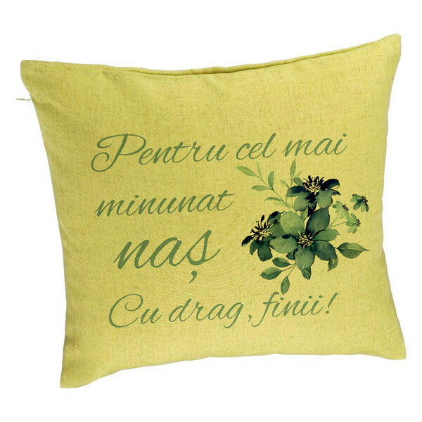 Perna Decorativa pentru Nas 1, 40x40 cm, Verde, Husa Detasabila, Burduf 5 Perna Decorativa pentru Nas 1