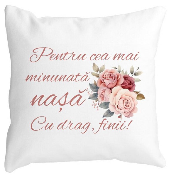 Perna Decorativa pentru Nasa 1, 40x40 cm, Alba, Mata, Husa Detasabila, Burduf 3 Perna Decorativa pentru Nasa 1