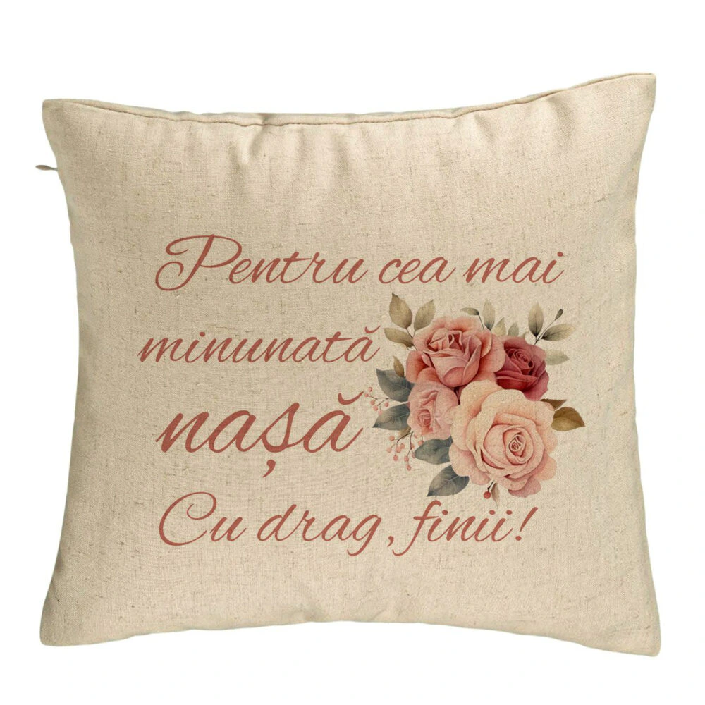 Perna Decorativa pentru Nasa 1, 40x40 cm, Bej, Husa Detasabila, Burduf 5 Perna Decorativa pentru Nasa 1