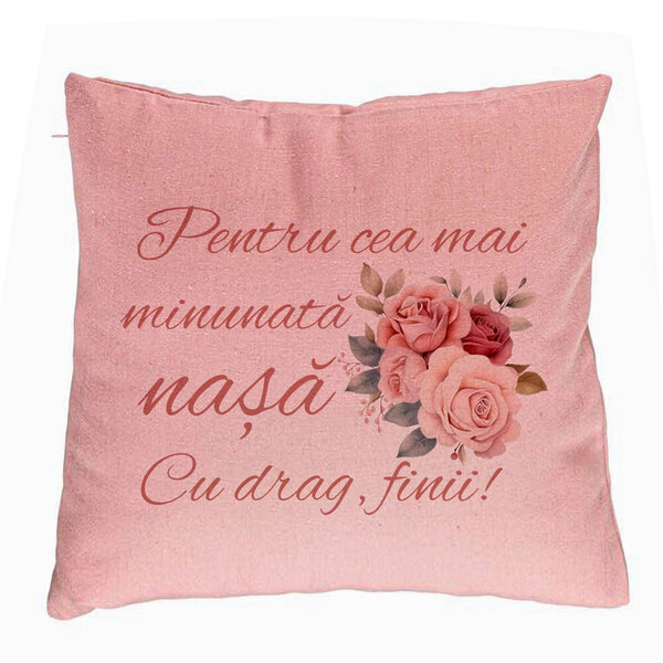 Perna Decorativa pentru Nasa 1, 40x40 cm, Roz, Husa Detasabila, Burduf 5 Perna Decorativa pentru Nasa 1