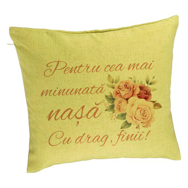 Perna Decorativa pentru Nasa 1, 40x40 cm, Verde, Husa Detasabila, Burduf 5 Perna Decorativa pentru Nasa 1