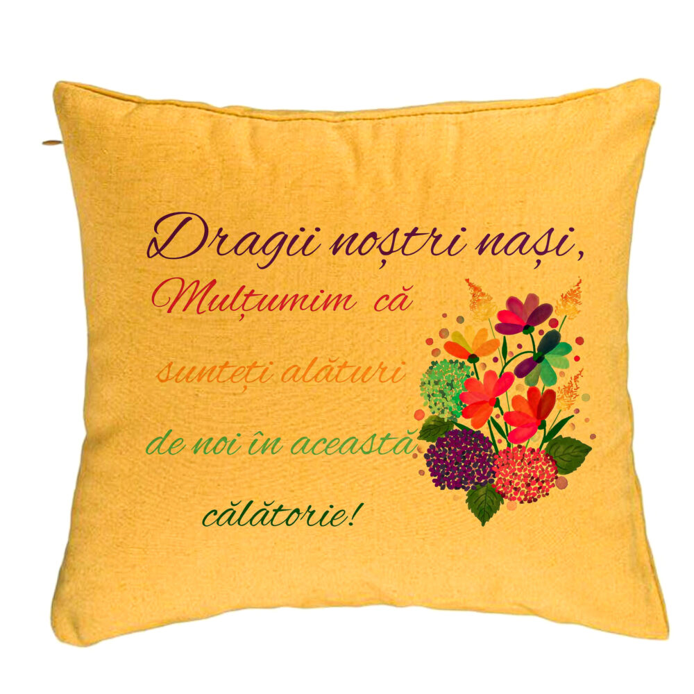 Perna Decorativa pentru Nasi 2, 40x40 cm, Galben, Husa Detasabila, Burduf 5 Perna Decorativa pentru Nasi 2