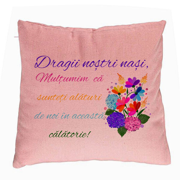 Perna Decorativa pentru Nasi 2, 40x40 cm, Roz, Husa Detasabila, Burduf 5 Perna Decorativa pentru Nasi 2