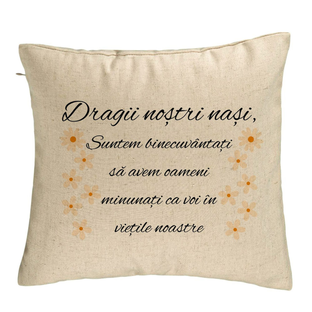Perna Decorativa pentru Nasi 3, 40x40 cm, Bej, Husa Detasabila, Burduf 5 Perna Decorativa pentru Nasi 3