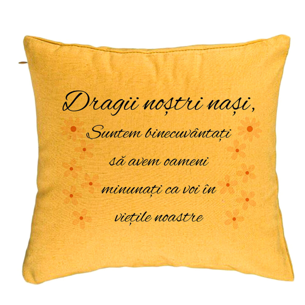 Perna Decorativa pentru Nasi 3, 40x40 cm, Galben, Husa Detasabila, Burduf 5 Perna Decorativa pentru Nasi 3