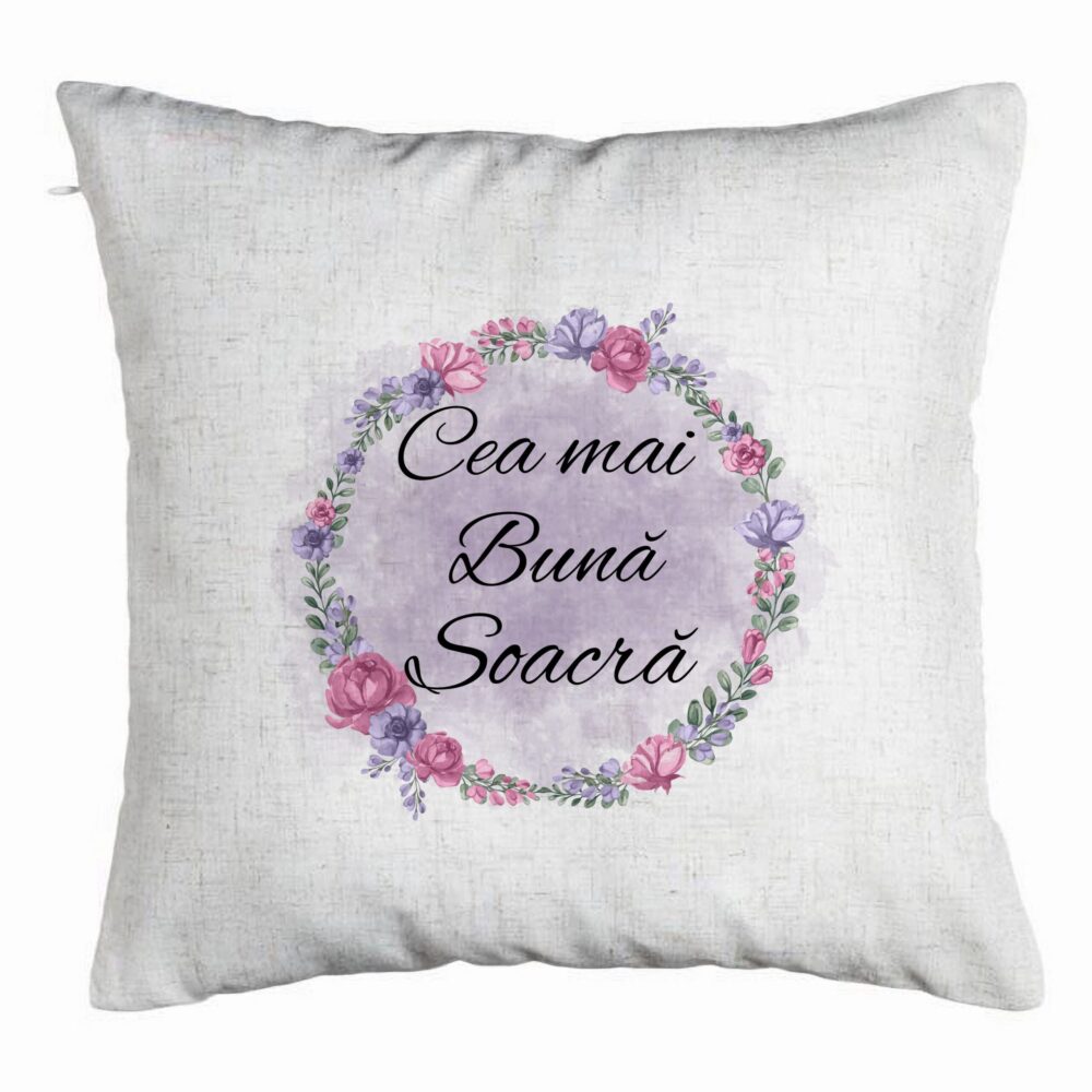 Perna Decorativa pentru Soacra 1, 40x40 cm, Alb Murdar, Husa Detasabila, Burduf 5 Perna Decorativa pentru Soacra 1