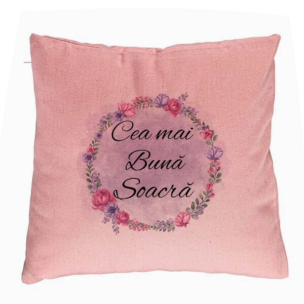 Perna Decorativa pentru Soacra 1, 40x40 cm, Roz, Husa Detasabila, Burduf 5 Perna Decorativa pentru Soacra 1