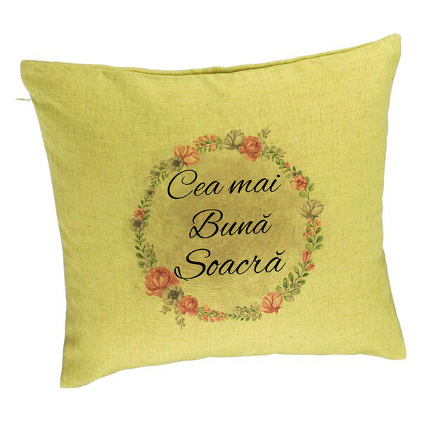 Perna Decorativa pentru Soacra 1, 40x40 cm, Verde, Husa Detasabila, Burduf 5 Perna Decorativa pentru Soacra 1