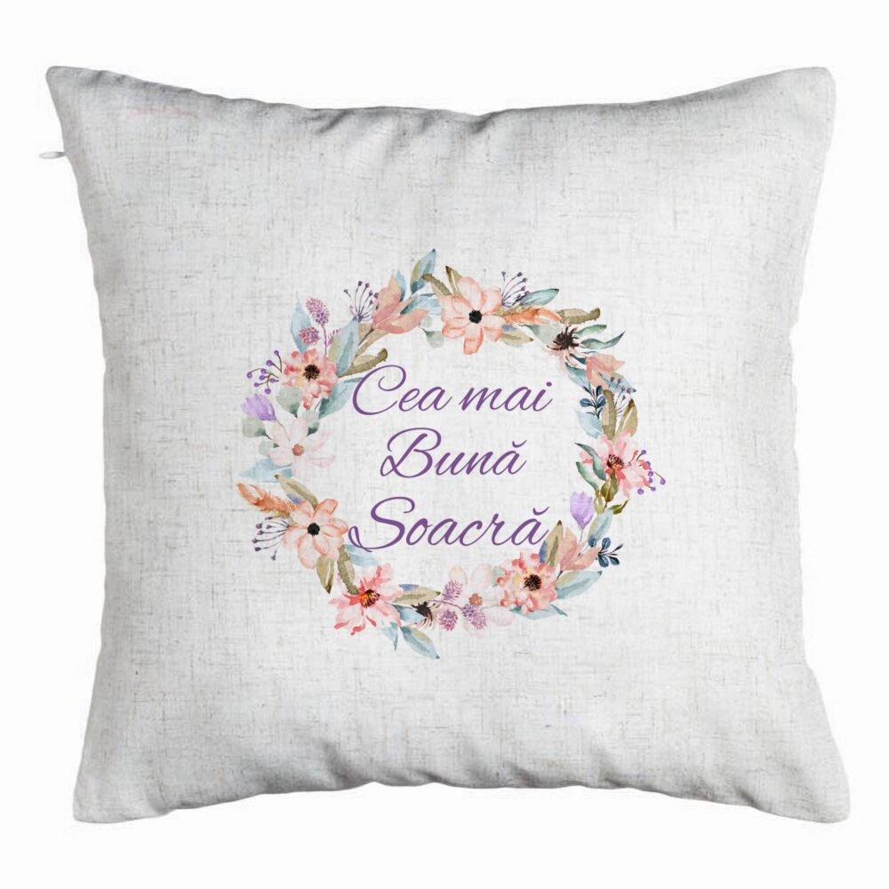 Perna Decorativa pentru Soacra 2, 40x40 cm, Alb Murdar, Husa Detasabila, Burduf 5 Perna Decorativa pentru Soacra 2