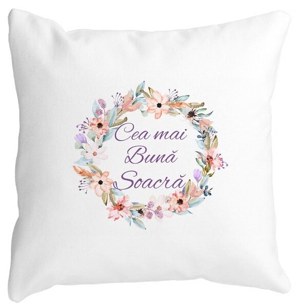 Perna Decorativa pentru Soacra 2, 40x40 cm, Alba, Mata, Husa Detasabila, Burduf 3 Perna Decorativa pentru Soacra 2