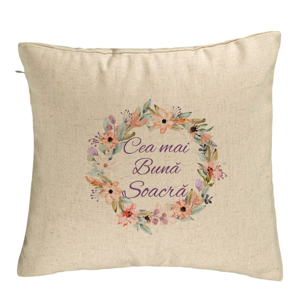 Perna Decorativa pentru Soacra 2, 40x40 cm, Bej, Husa Detasabila, Burduf 5 Perna Decorativa pentru Soacra 2