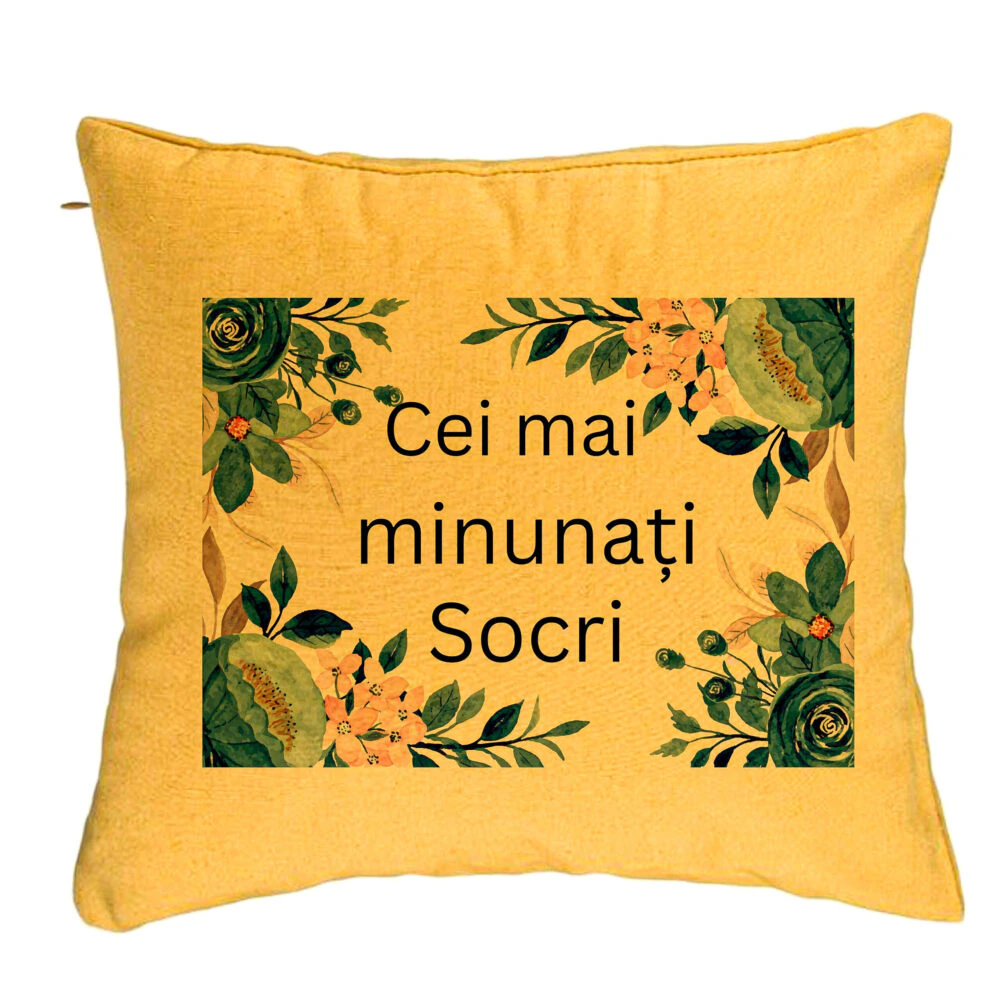 Perna Decorativa pentru Socri 1, 40x40 cm, Galben, Husa Detasabila, Burduf 5 Perna Decorativa pentru Socri 1