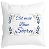 Perna Decorativa pentru Socrul 1, 40x40 cm, Alba, Mata, Husa Detasabila, Burduf 4 Perna Decorativa pentru Socrul 1