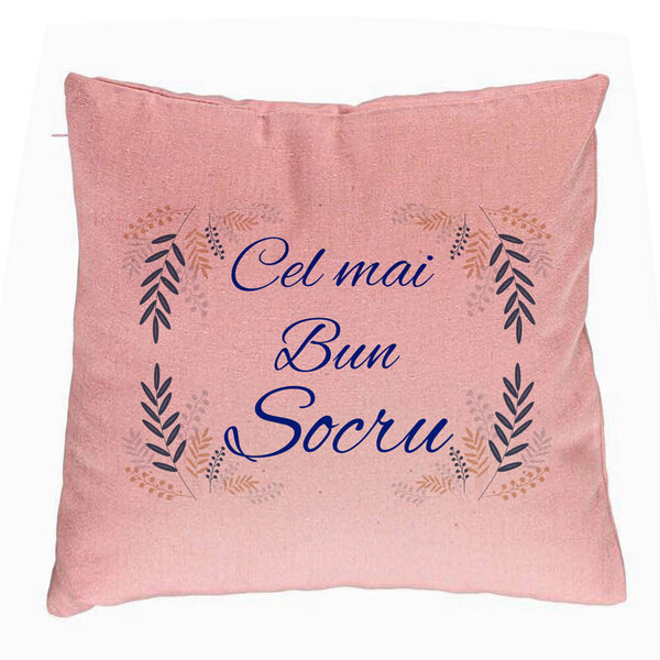 Perna Decorativa pentru Socrul 1, 40x40 cm, Roz, Husa Detasabila, Burduf 5 Perna Decorativa pentru Socrul 1