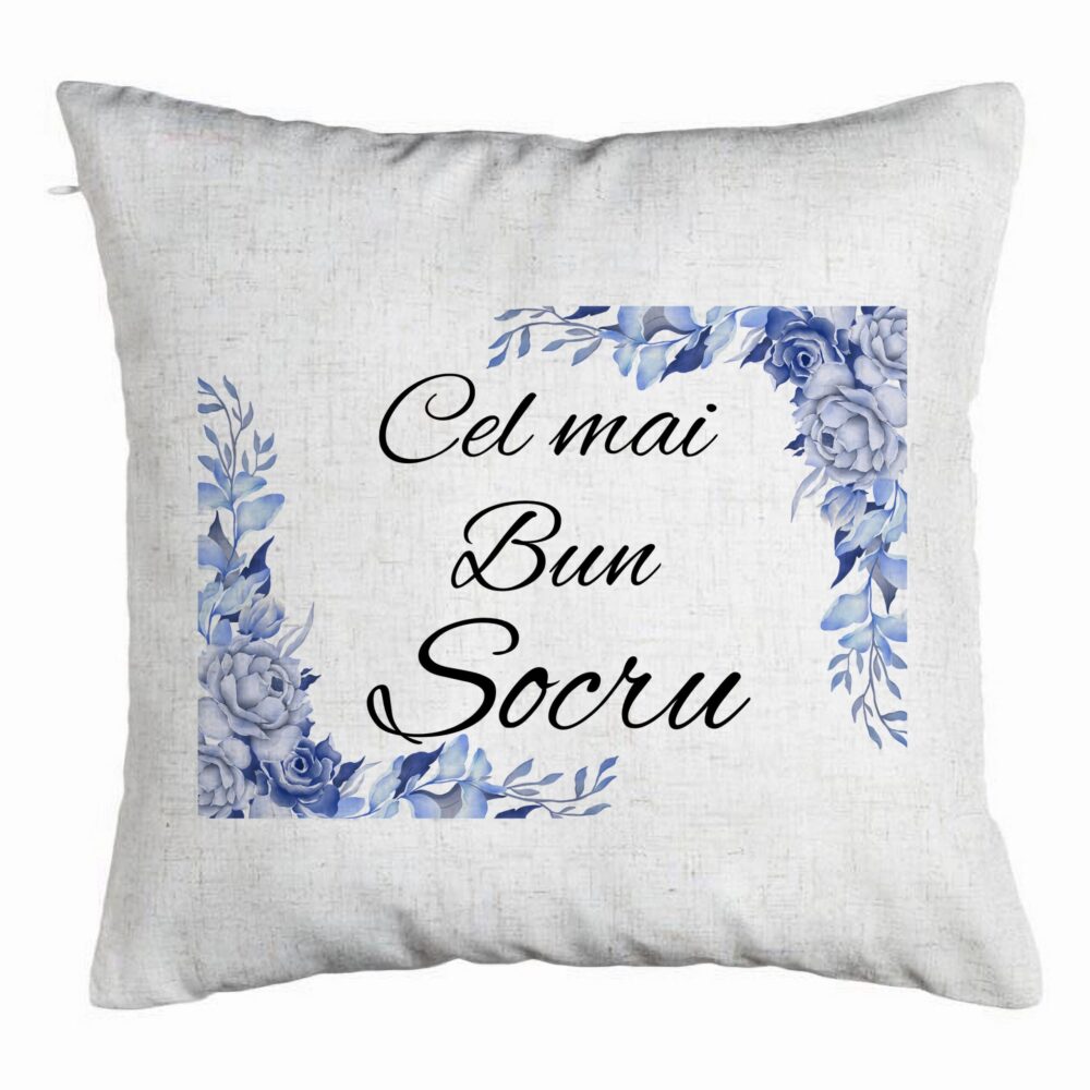 Perna Decorativa pentru Socrul 2, 40x40 cm, Alb Murdar, Husa Detasabila, Burduf 5 Perna Decorativa pentru Socrul 2