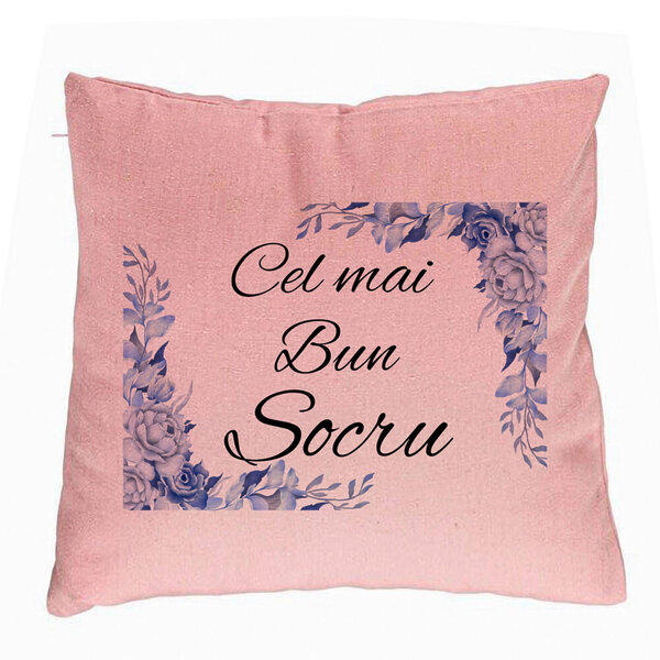 Perna Decorativa pentru Socrul 2, 40x40 cm, Roz, Husa Detasabila, Burduf 5 Perna Decorativa pentru Socrul 2
