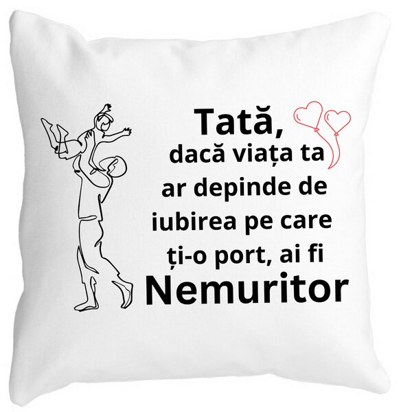 Perna Decorativa pentru Tata 10,40x40 cm, Alba, Mata, Husa Detasabila, Burduf 13 Perna Decorativa pentru Tata 10